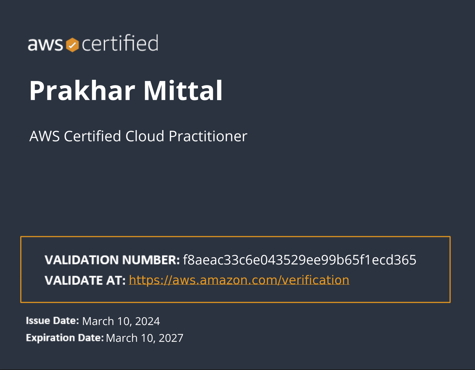 AWS Cloud Practitioner Certificate