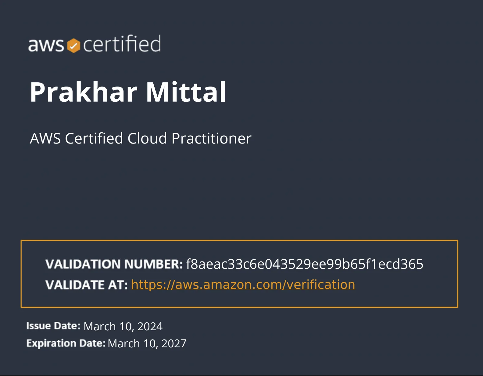 AWS Cloud Practitioner Certificate