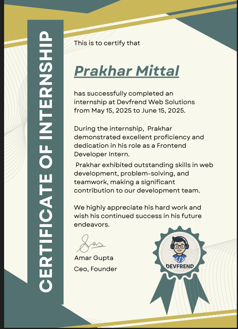 Junior Frontend Developer Certificate