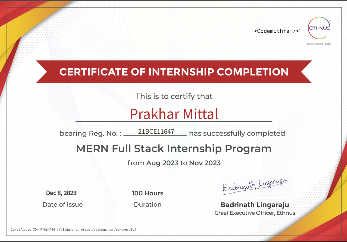 MERN Full Stack Certificate